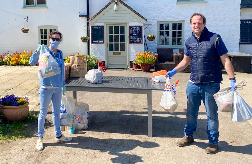 Greg with Jenny Jackson collecting food bank donations in Ludgershall