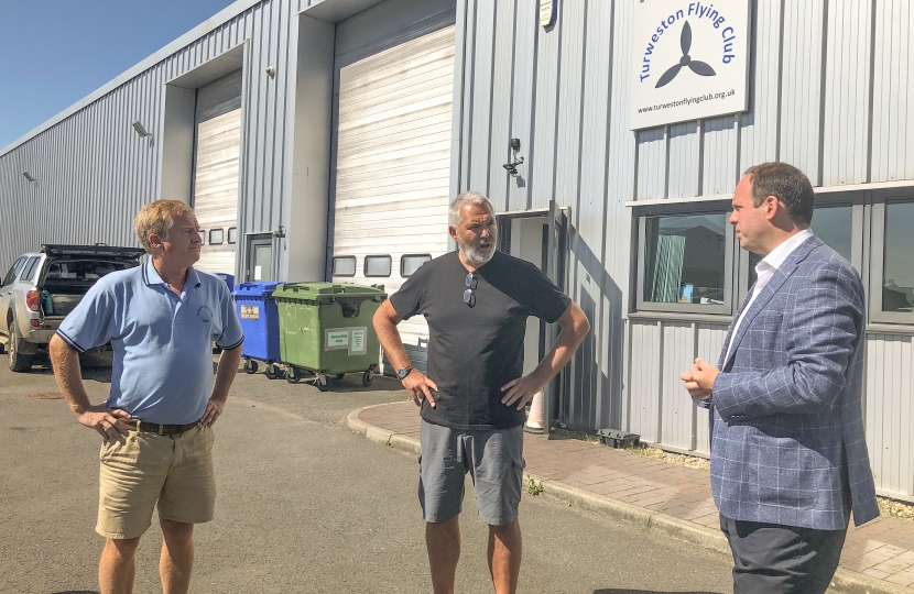 Greg chats to flying instructors from the Turweston Flying Club