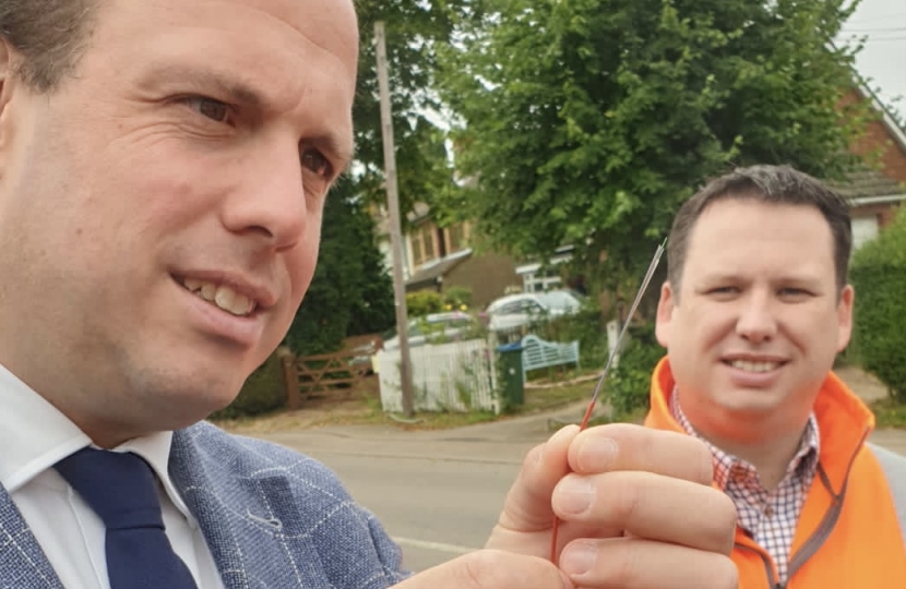 Greg inspects the fibre being laid in Stoke Hammond.