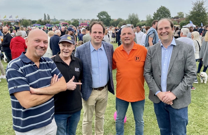 Greg at Wades Park in Princes Risborough with Town Mayor Andy Ball and Buckinghamshire Councillors Matt Walsh, Gary Hall and Alan Turner.