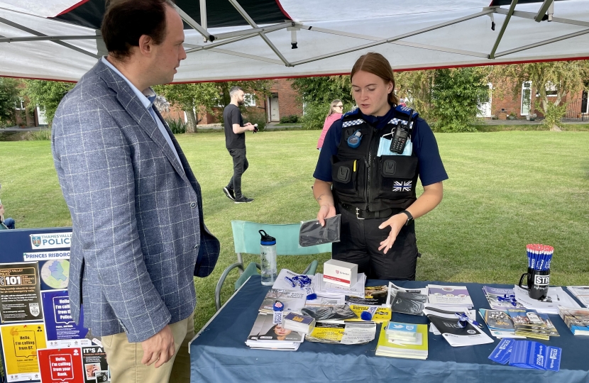 Greg chats to one of the Princes Risborough Police team.