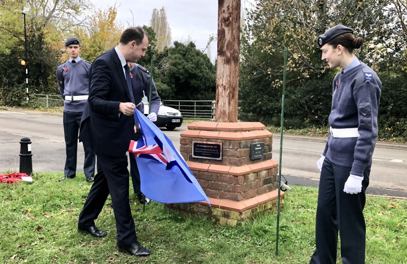 Greg unveils new memorial remembering RAF Stoke Hammond