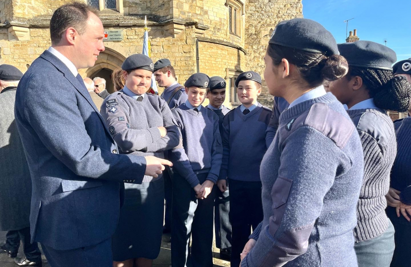 Greg unveils new Standard for Buckingham Air Cadets