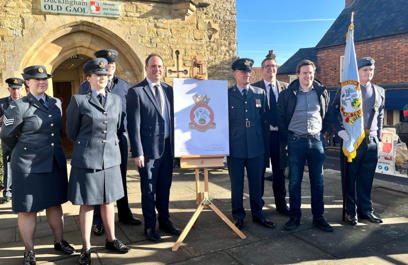 Greg unveils new Standard for Buckingham Air Cadets