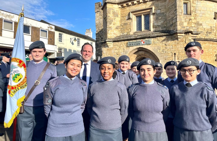 Greg unveils new Standard for Buckingham Air Cadets