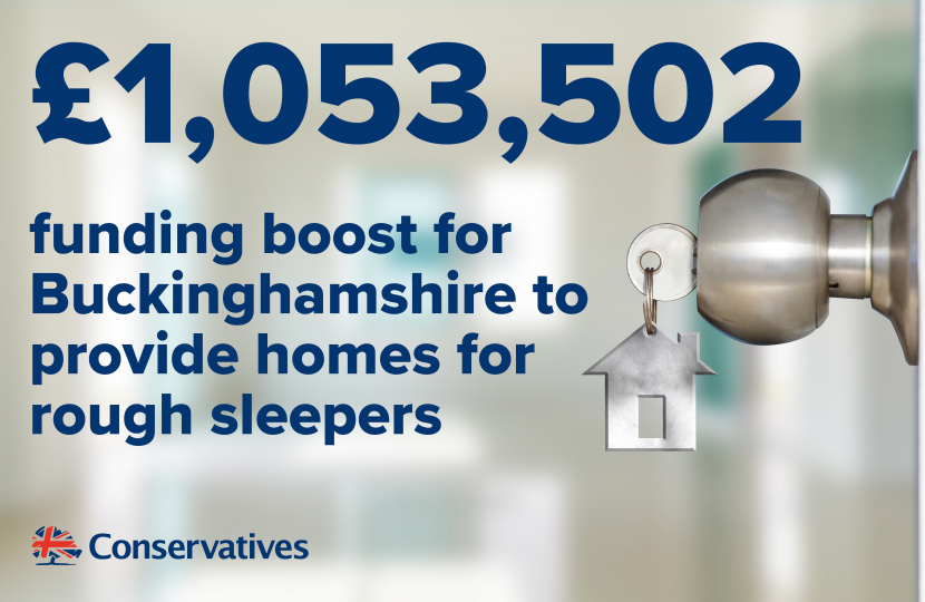 Greg Smith MP welcomes £1,053,502 funding boost for Buckinghamshire to provide homes for rough sleepers 