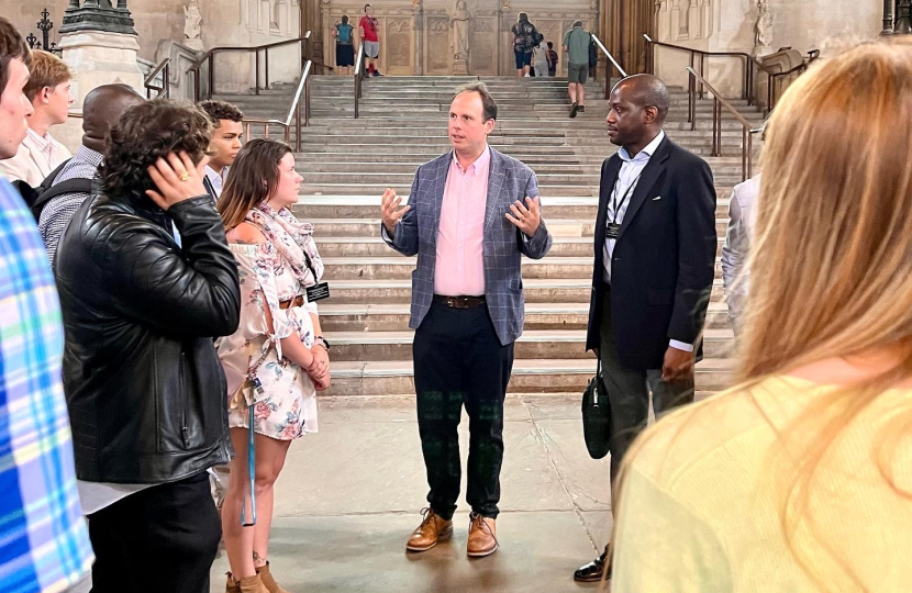 Greg Smith MP showing students from Buckingham University around Parliament