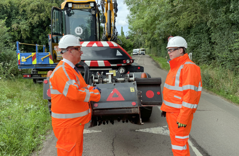 Seeing the council's road repairs work in action in Ickford