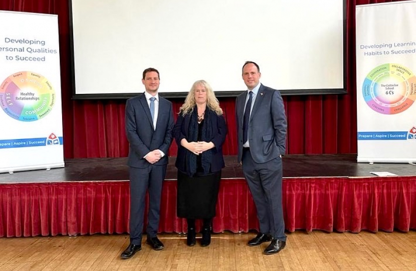 Greg with Assistant Head Mr Wilson and Cllr Diana Blamires.