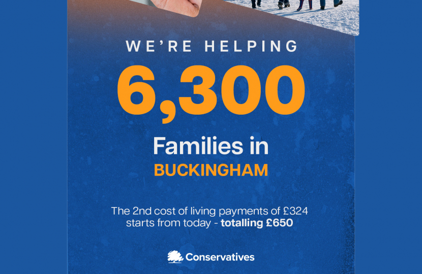 Greg welcomes the Conservative Government’s second Cost of Living Payment worth £324 for families in Bucks