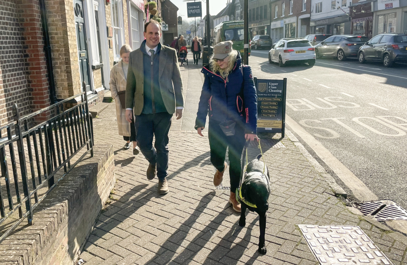 Greg with Karishma and her wonderful guide dog Hermes in Princes Risborough.