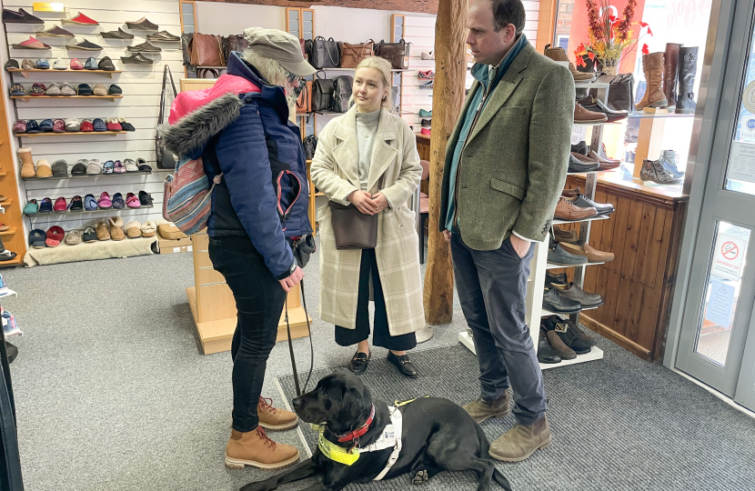 Greg with Karishma and her wonderful guide dog Hermes in Princes Risborough.