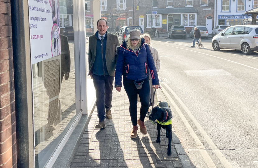 Greg with Karishma and her wonderful guide dog Hermes in Princes Risborough.