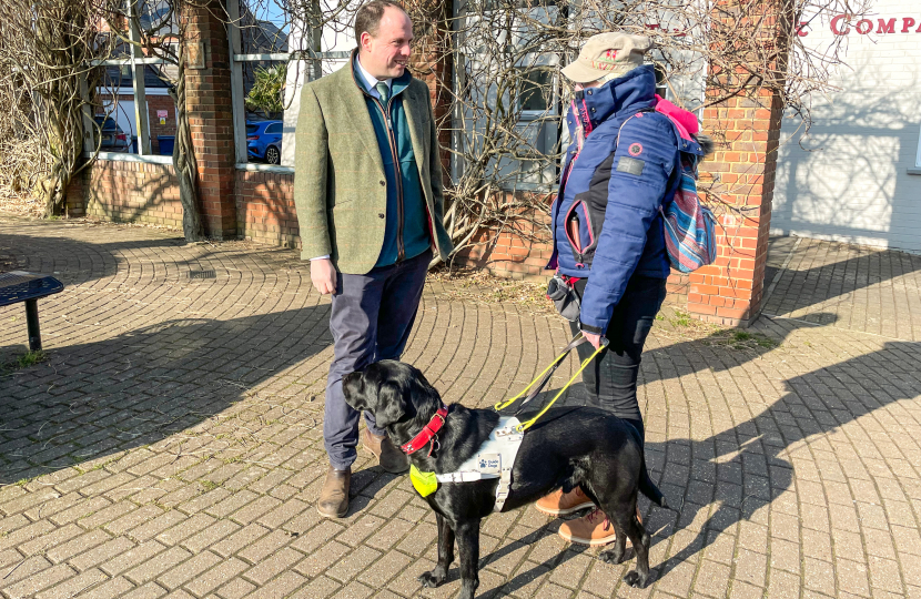 Greg with Karishma and her wonderful guide dog Hermes in Princes Risborough.