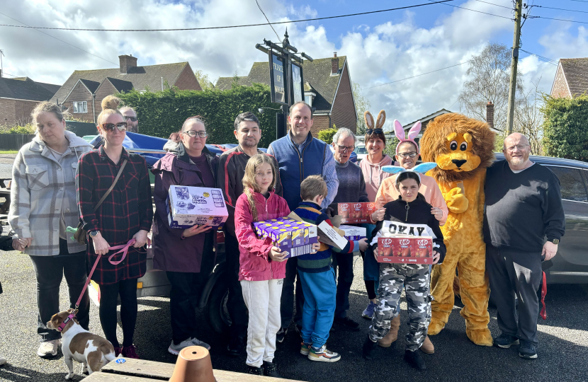 Greg delivers Easter eggs around Steeple Claydon