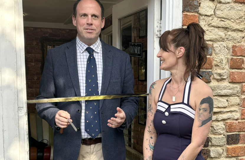 Greg formally opens Ace of Shaves barbers and gift shop in Haddenham