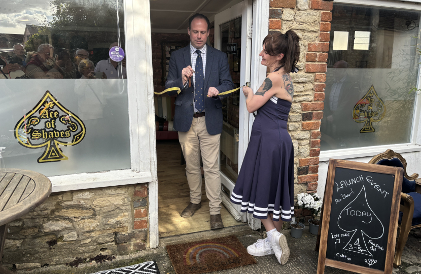 Greg formally opens Ace of Shaves barbers and gift shop in Haddenham