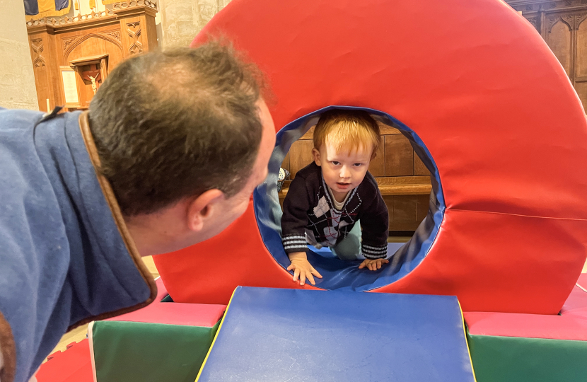 Greg's 1 year old son enjoying the play cafe equipment.