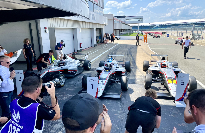 Greg presents trophies at British F4 at Silverstone