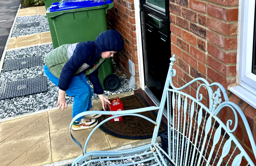 Greg delivers Easter eggs around Steeple Claydon