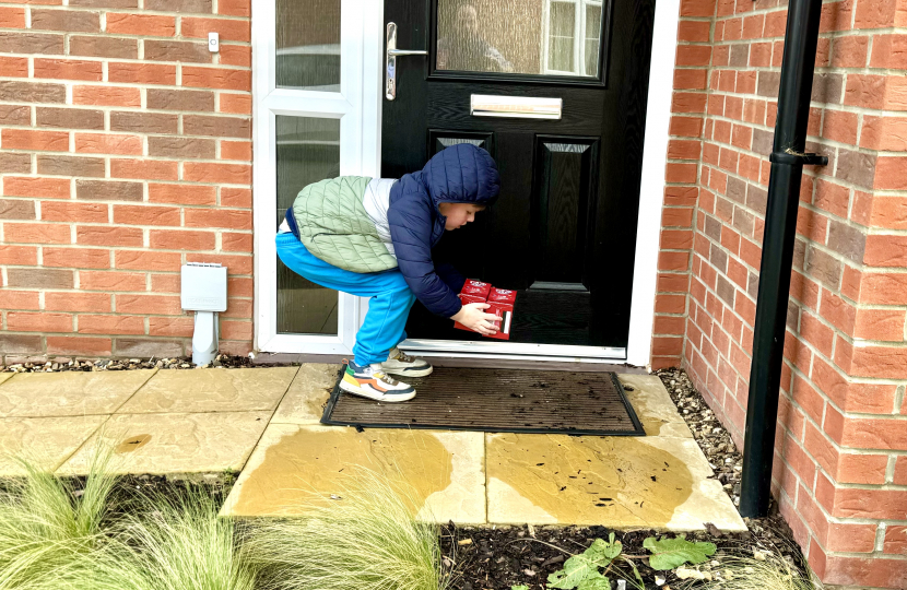 Greg delivers Easter eggs around Steeple Claydon