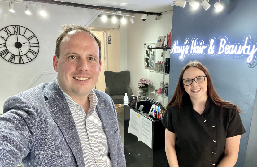 Greg visits local Winslow business Amy's Hair & Beauty