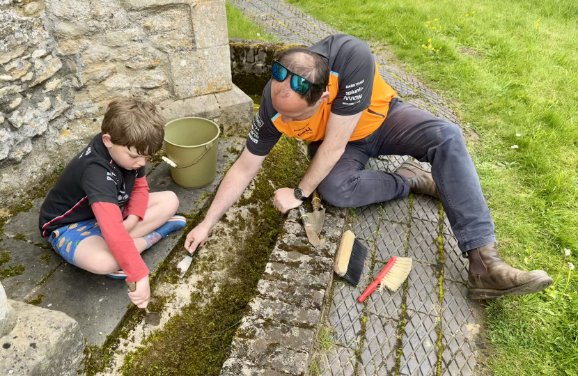 Greg (and children) join St Nicholas' Church, Chearsley big clean up