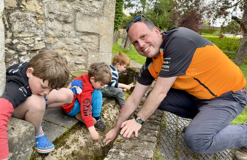 Greg (and children) join St Nicholas' Church, Chearsley big clean up