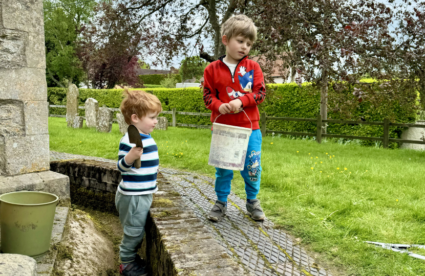 Greg (and children) join St Nicholas' Church, Chearsley big clean up