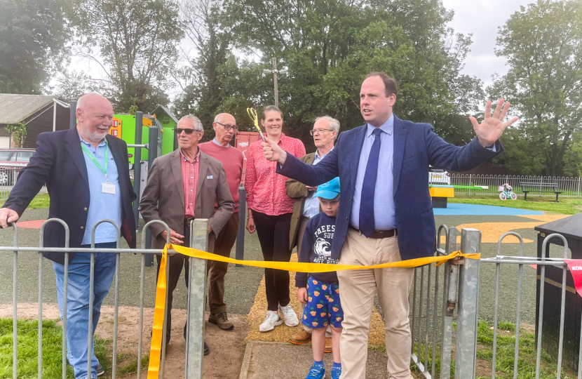 Greg formally opens new Maids Moreton playground 