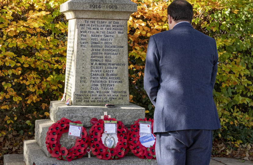 Greg laying a wreath in Monks Risborough.