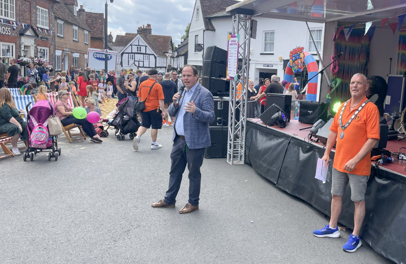 Greg speaking at the Princes Risborough Summer Festival.