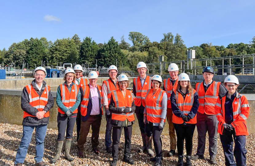 Greg at Chesham Sewage Treatment Works with the Water Minister.