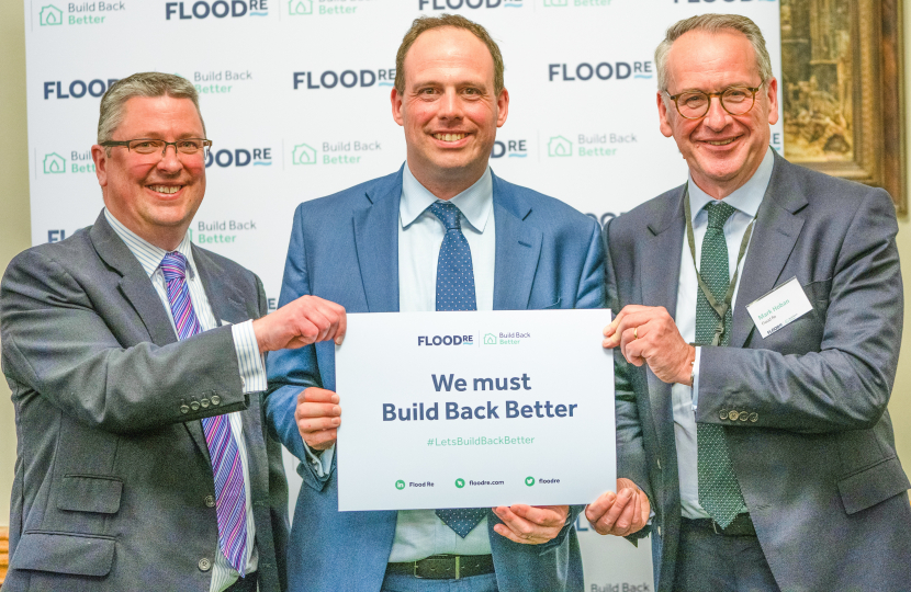 Greg Smith MP with Flood Re’s Chair, Mark Hoban, and CEO Andy Bord