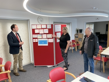 Greg at The Princes Centre with with Centre Manager Kim Challinor and Cllr Alan Turner.