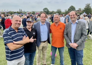 Greg at Wades Park in Princes Risborough with Town Mayor Andy Ball and Buckinghamshire Councillors Matt Walsh, Gary Hall and Alan Turner.