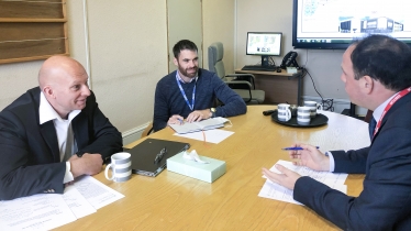 Greg Smith MP meeting with Dr George Gavriel and Dr Ben Burgess at The Swan Practice in Buckingham.