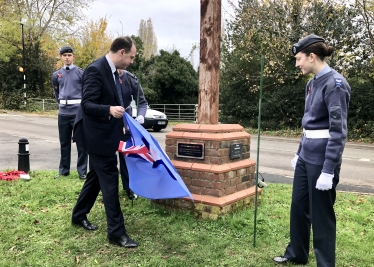 Greg unveils new memorial remembering RAF Stoke Hammond