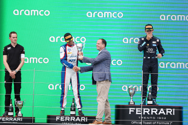 Greg presents 2nd place trophy in the Formula 3 sprint race podium.