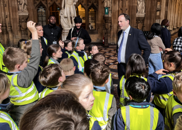 Greg answering pupils questions.