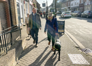 Greg with Karishma and her wonderful guide dog Hermes in Princes Risborough.