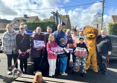 Greg delivers Easter eggs around Steeple Claydon