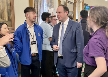 Greg meeting Rolls Royce apprentices.