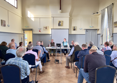 Greg chairs meeting in Botolph Claydon on Rosefield Solar Farm