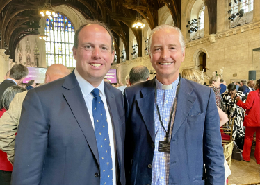 Greg with Reverend Will Pearson-Gee in Westminster Hall.