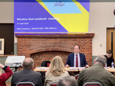 Greg chairs latest East West Rail meeting for Winslow residents whose homes back onto the railway