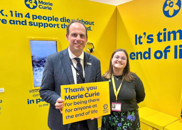 Drop-in at Marie Curie Stand at Conservative Party Conference