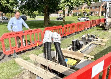 Greg inspects the 5G mast construction site in Monks Risborough.