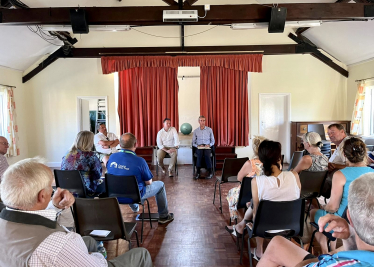 Greg with Slapton residents discussing planning.