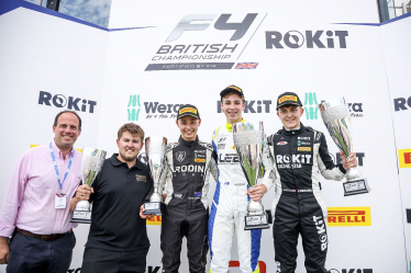 Greg presents trophies at British F4 at Silverstone